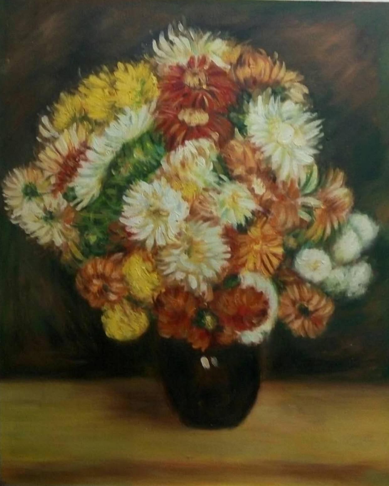 韦振华油画作品《【菊花】作者韦振华 临摹》【图0】