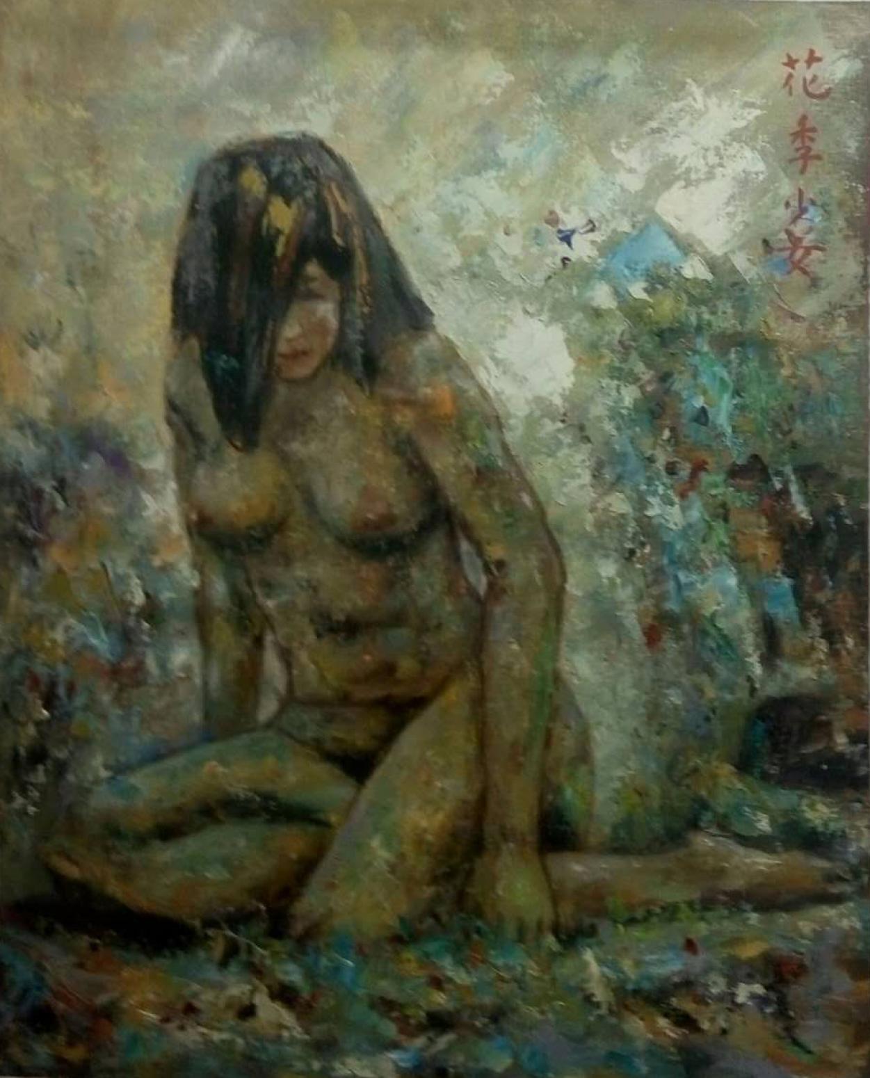 韦振华油画作品《【花季少女】作者韦振华 临摹》【图0】