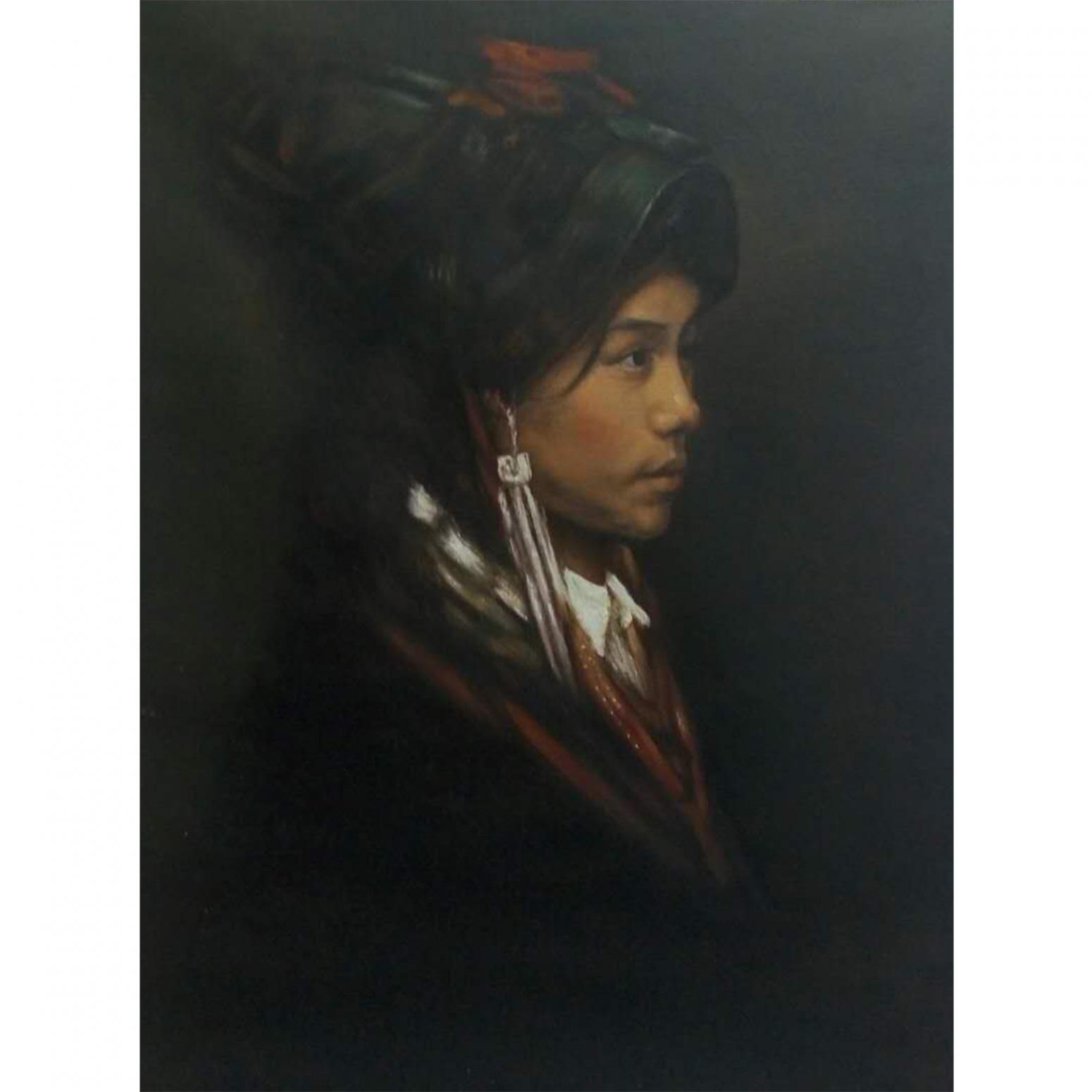 韦振华油画作品《【苗女】作者韦振华 临摹》