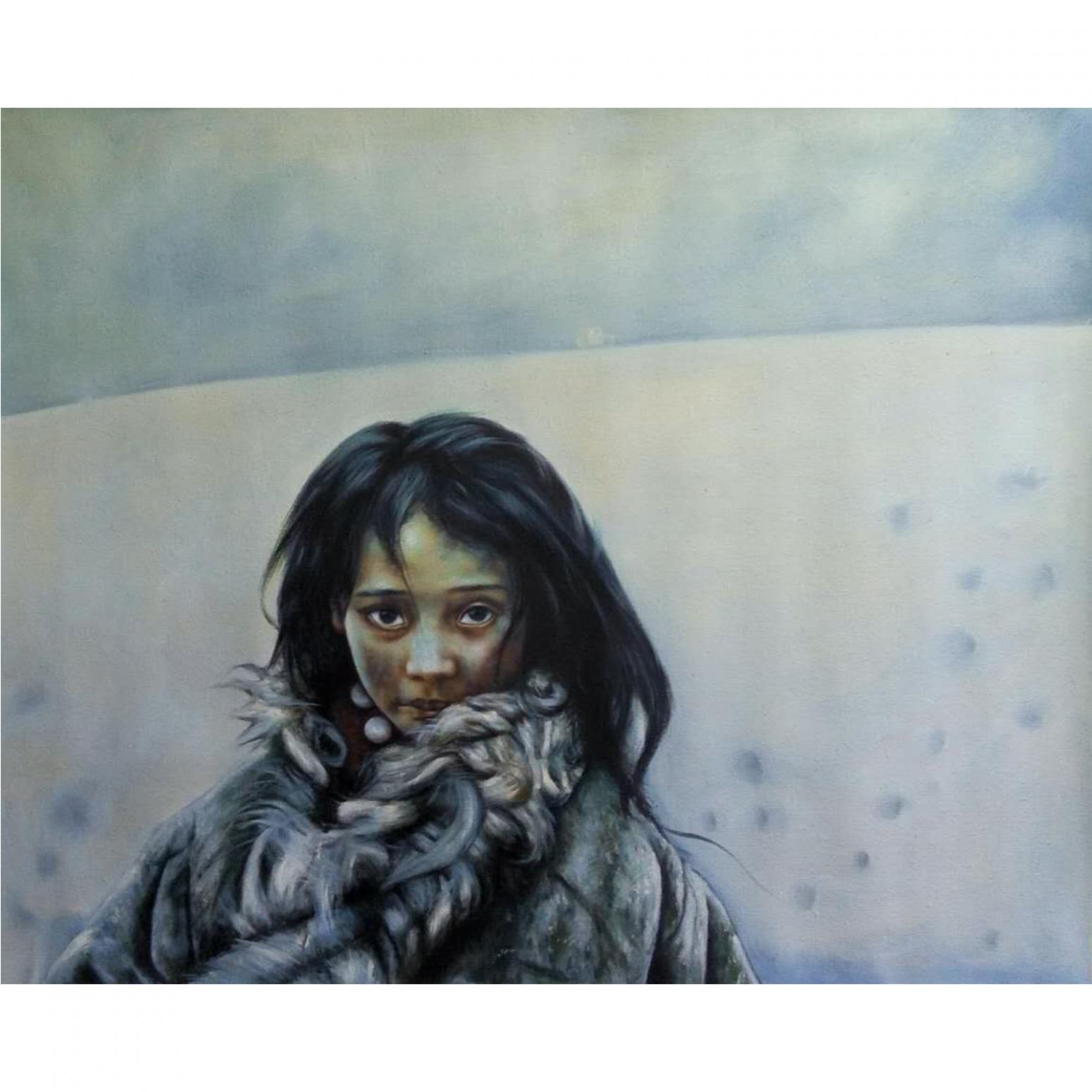 韦振华油画作品《【小卓玛】作者韦振华 临摹》