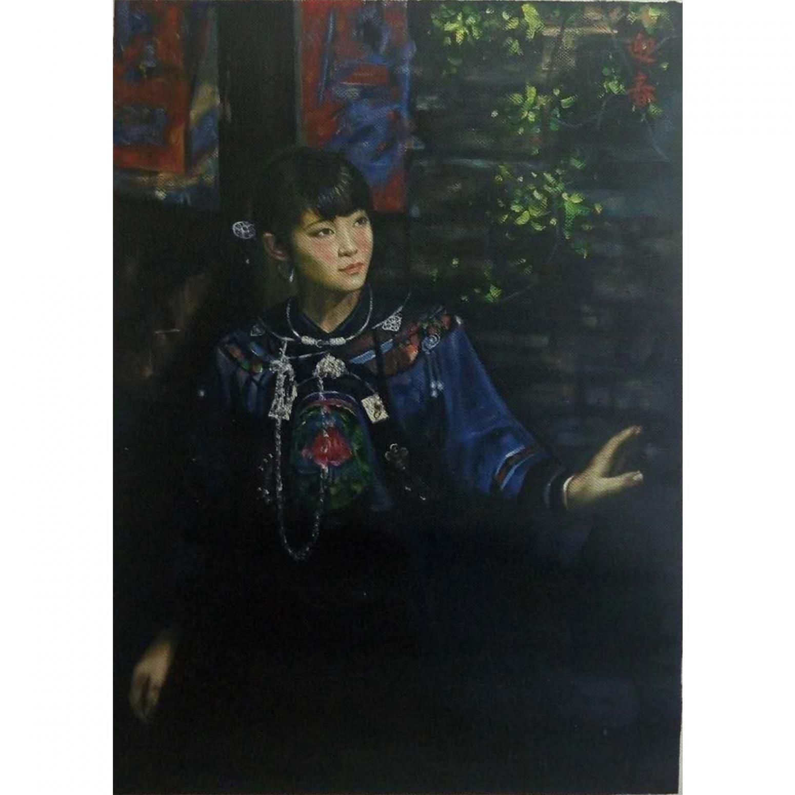 韦振华油画作品《【迎春】作者韦振华 临摹》