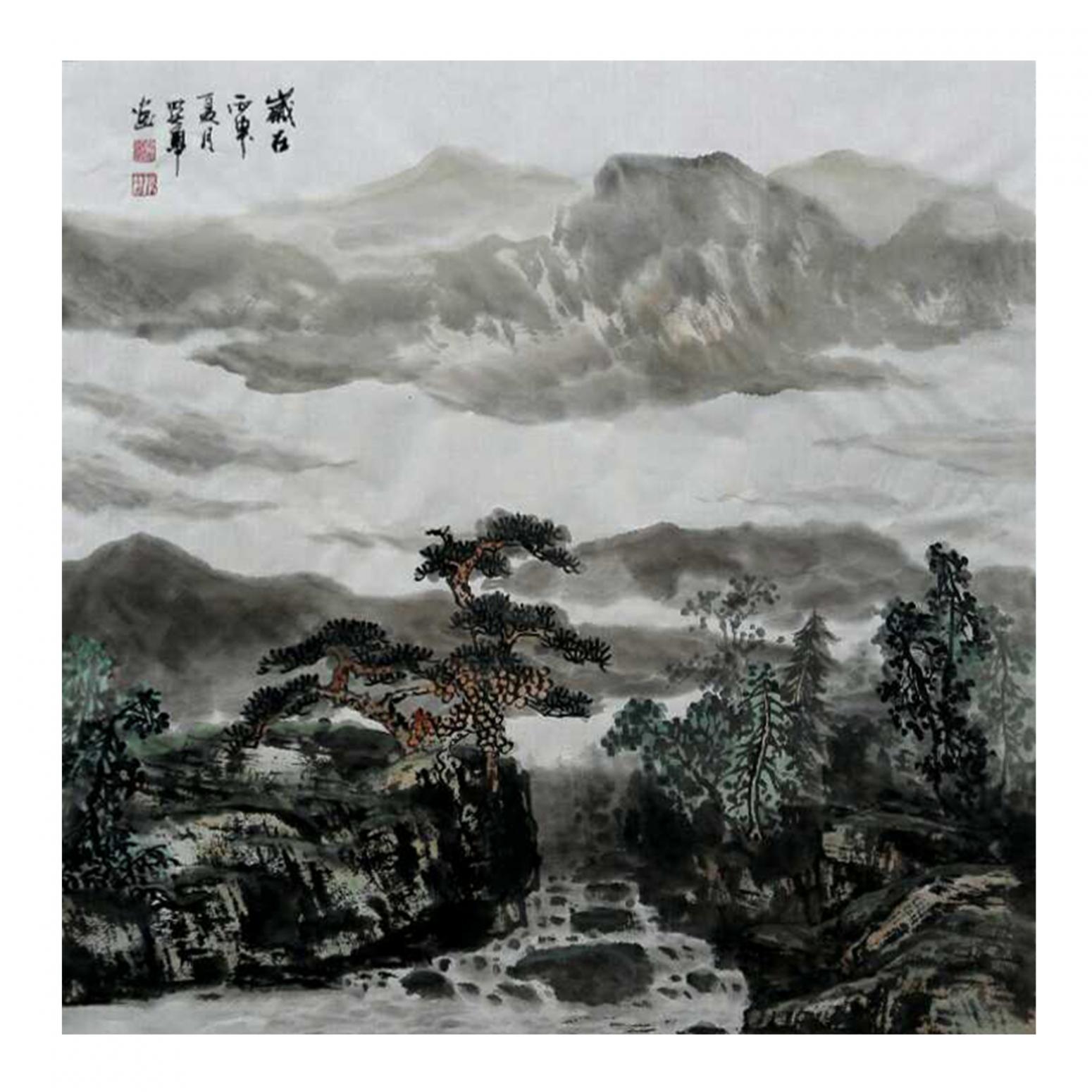 王英勇国画作品《【大雨将至】作者王英勇》