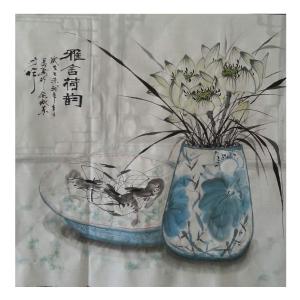 艺术品图片：艺术家周居安国画作品名称《【雅舍荷韵】作者周居安》价格1920.00 元