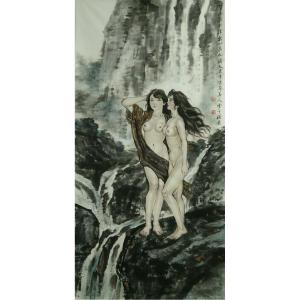 于波国画作品《【山泉少女】作者于波》价格6000.00元