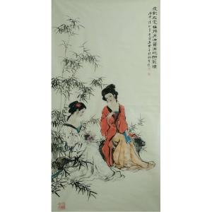 于波国画作品《【红衣双女图】作者于波》价格6000.00元