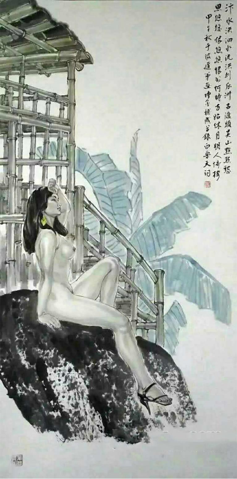 于波国画作品《【芭蕉少女图】作者于波》【图0】