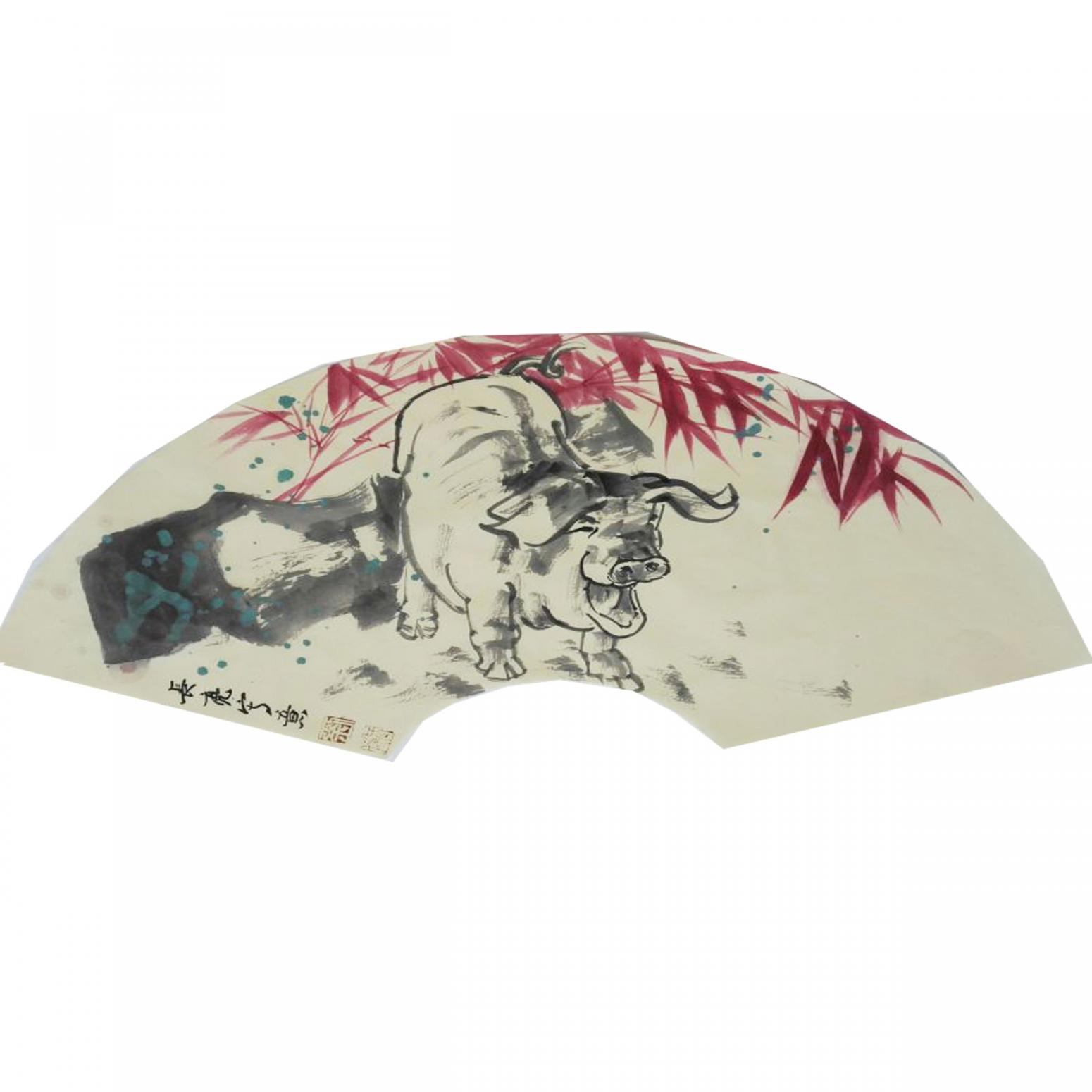 刘长亮国画作品《【扇面】作者刘长亮》