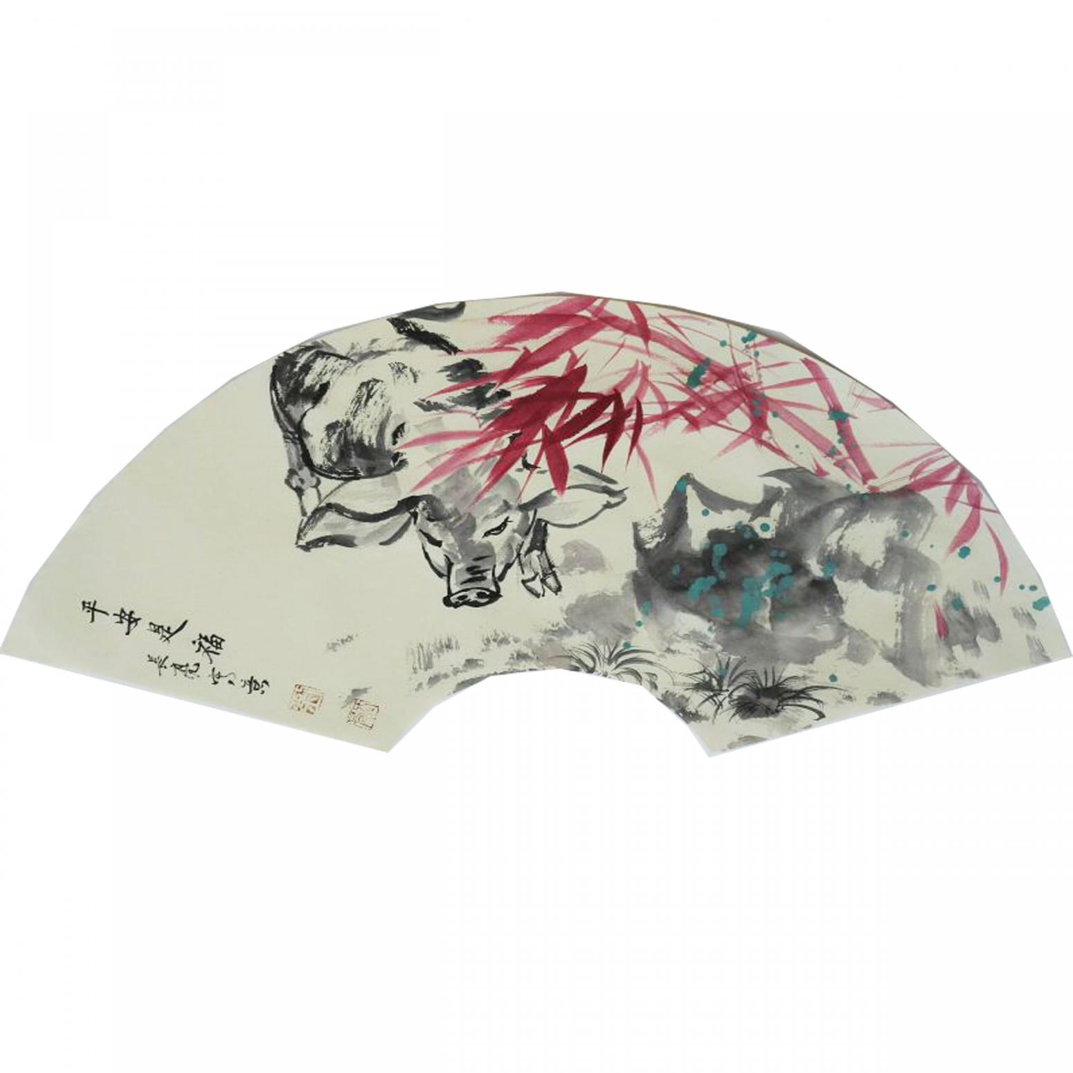 刘长亮国画作品《【扇面】作者刘长亮》