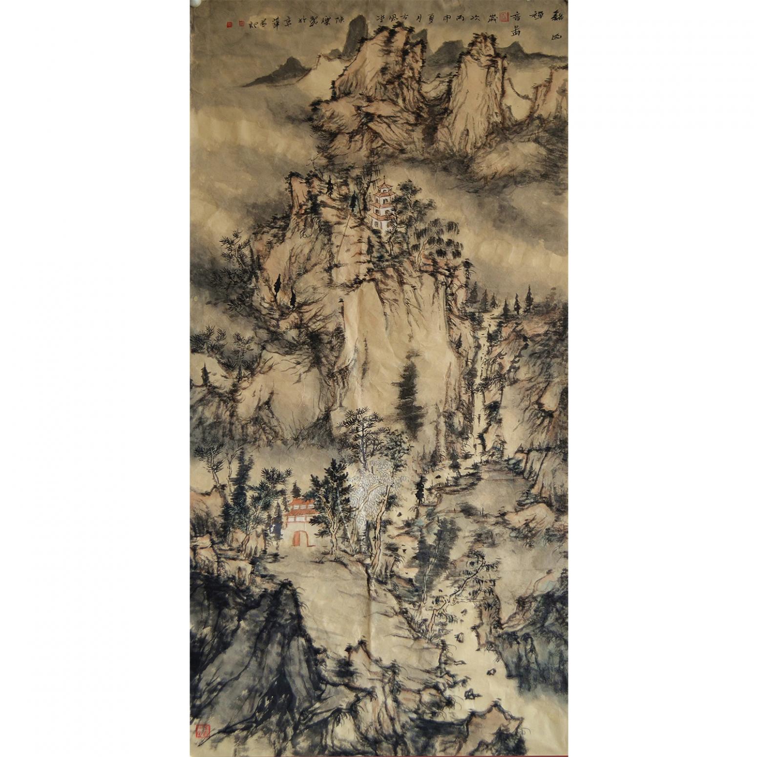 陈乐国画作品《【溪山禅音图】作者陈乐》