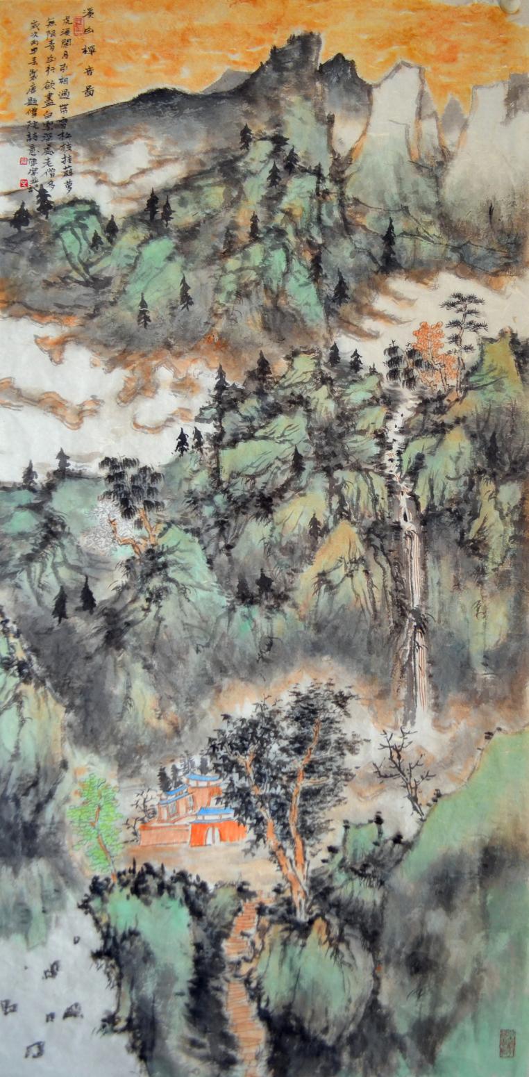 陈乐国画作品《【溪山禅音图】作者陈乐》【图0】