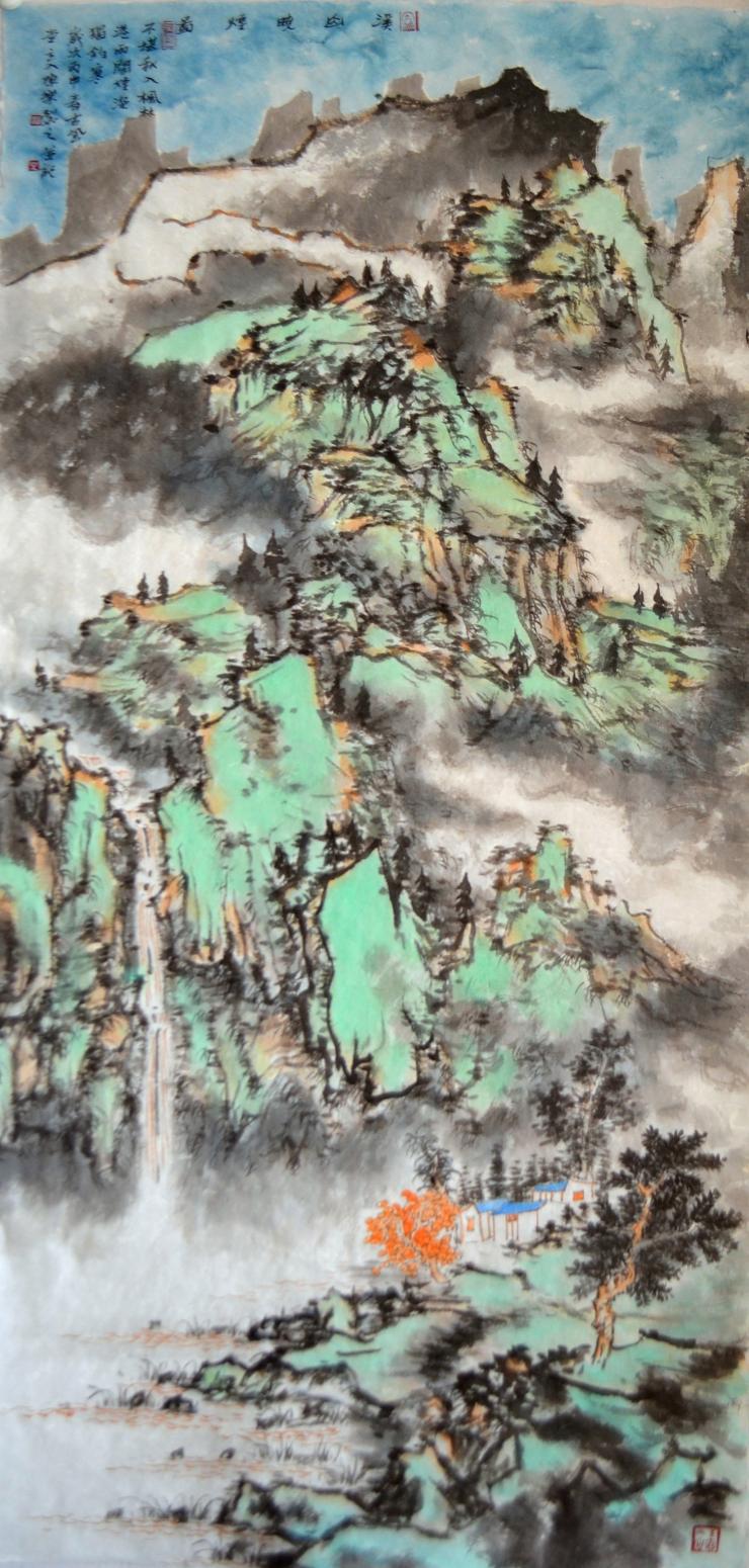 陈乐国画作品《【溪山晓烟图】作者陈乐》【图0】