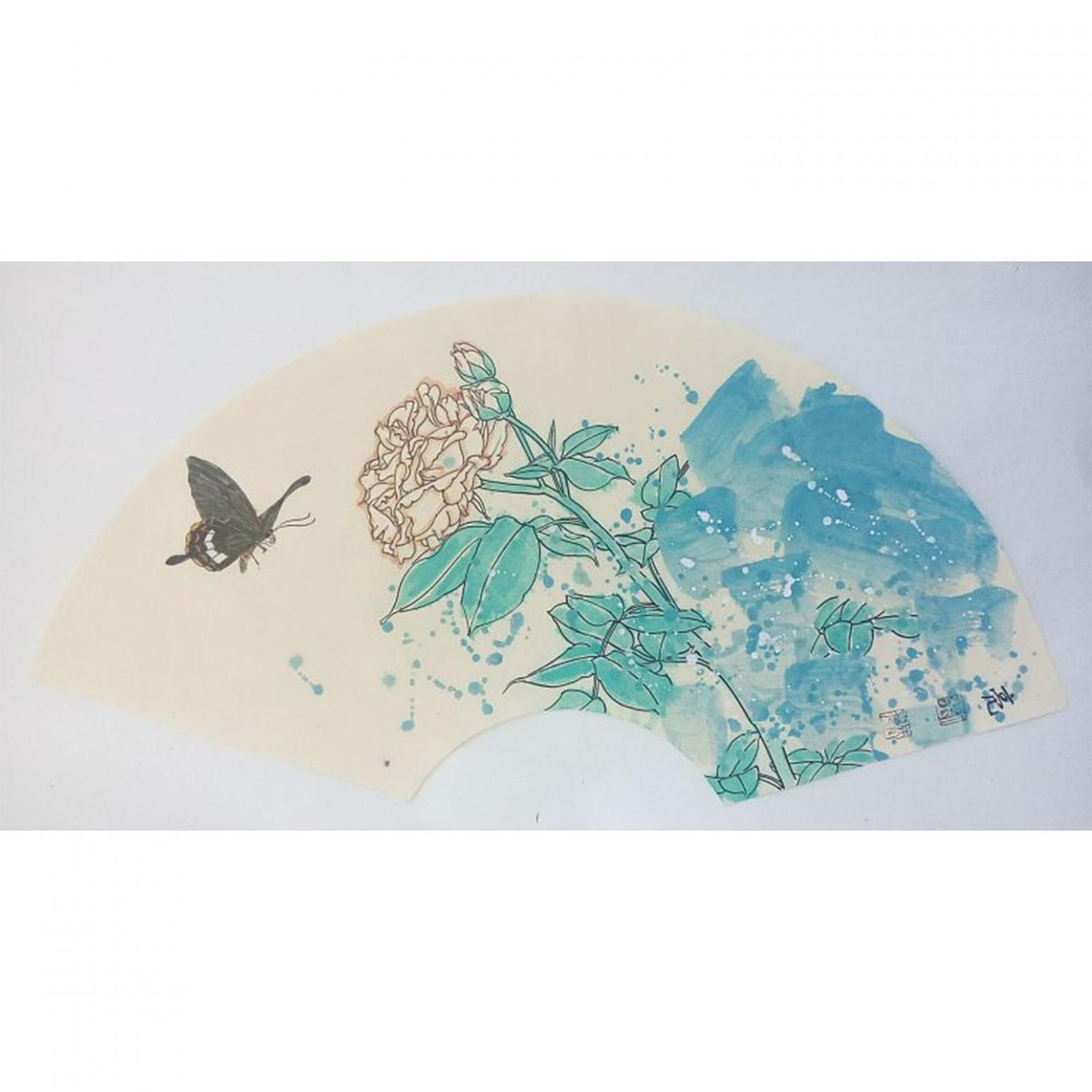 刘长亮国画作品《【扇面】作者刘长亮》