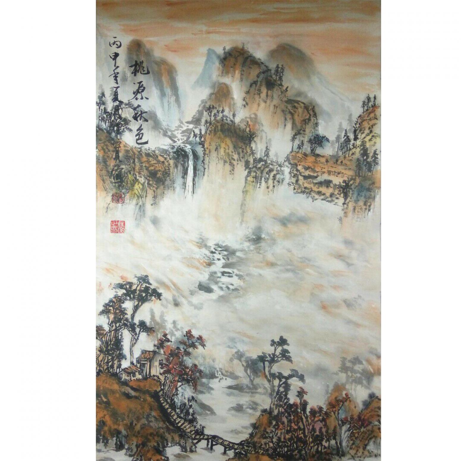 杨维宽国画作品《【桃源秋色】作者杨维宽 可订制》