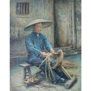 艺术品图片：艺术家朱明油画作品名称《【老人】作者朱明》价格48000.00 元