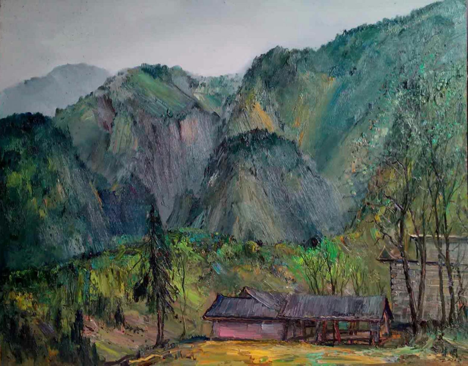 朱明油画作品《【山间小屋】作者朱明》【图0】