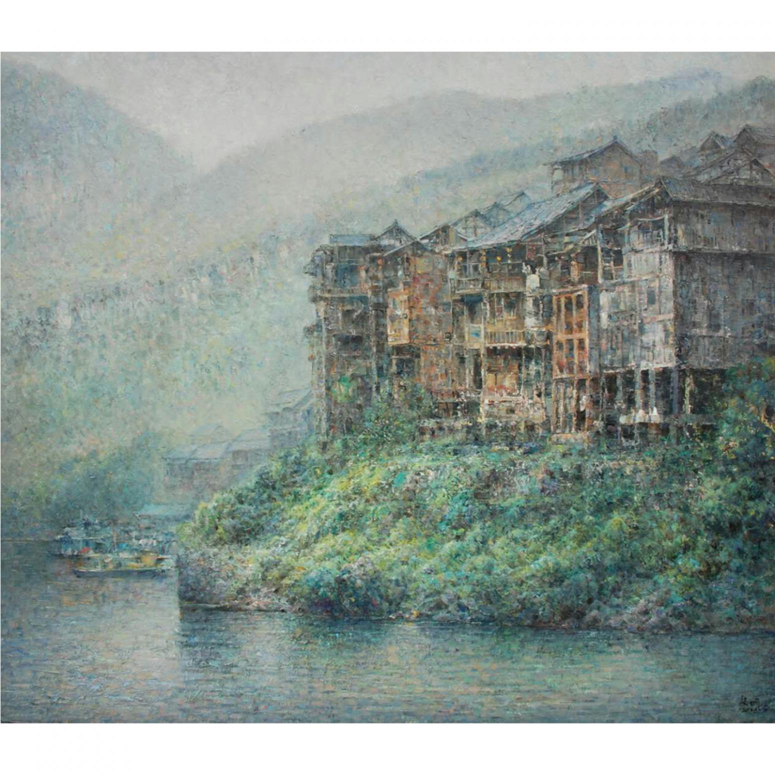 朱明油画作品《【竹屋】作者朱明》