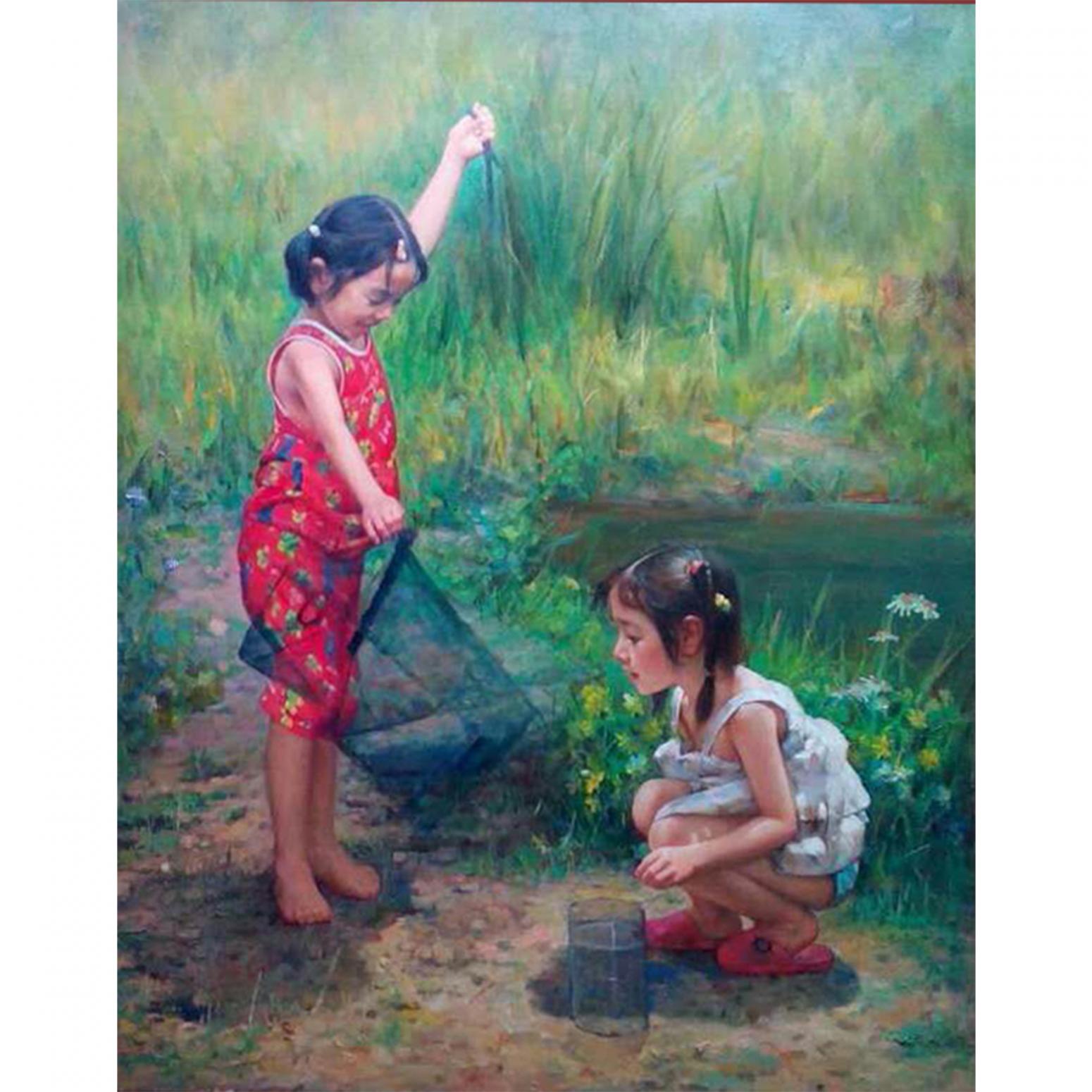 朱明油画作品《【童年】作者朱明》