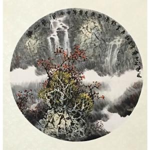 艺术品图片：艺术家原东平国画作品名称《【飞流瀑布】作者原东平》价格21600.00 元