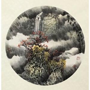 艺术品图片：艺术家原东平国画作品名称《【瀑布春景图】作者原东平》价格21600.00 元