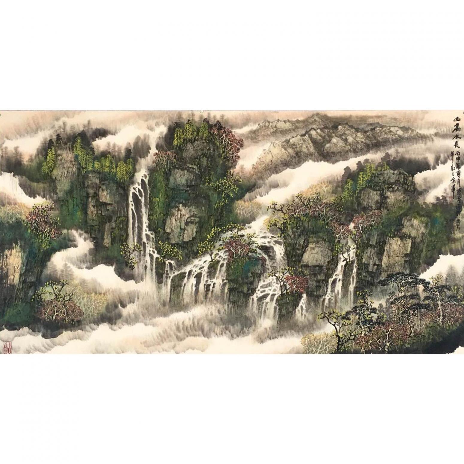 原东平国画作品《【山高水长】作者原东平》