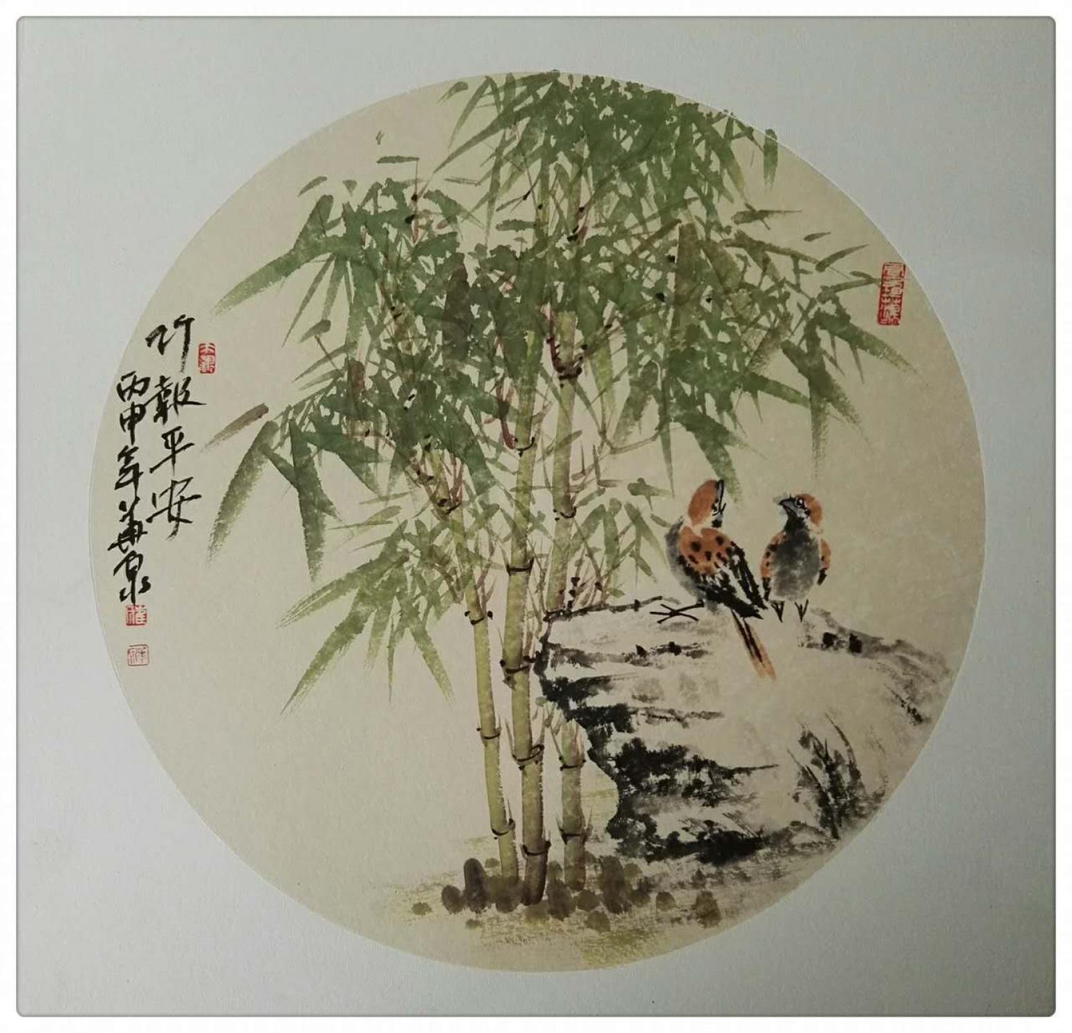 崔华泉国画作品《【二鸟迎春】作者崔华泉》