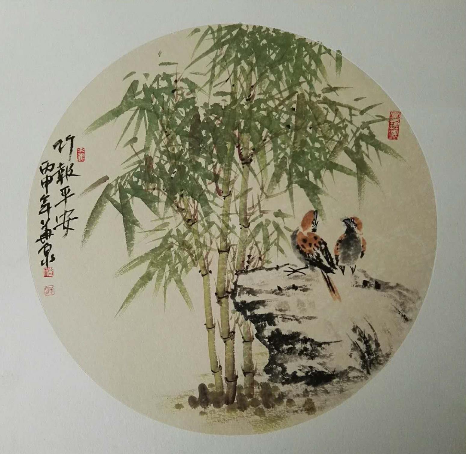 崔华泉国画作品《【二鸟迎春】作者崔华泉》【图0】