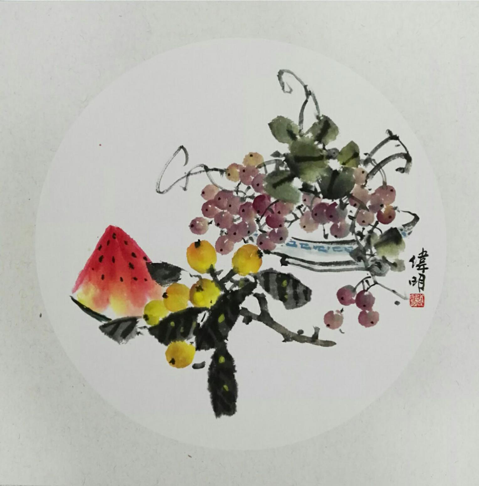 许伟明国画作品《【果香】作者许伟明》【图0】
