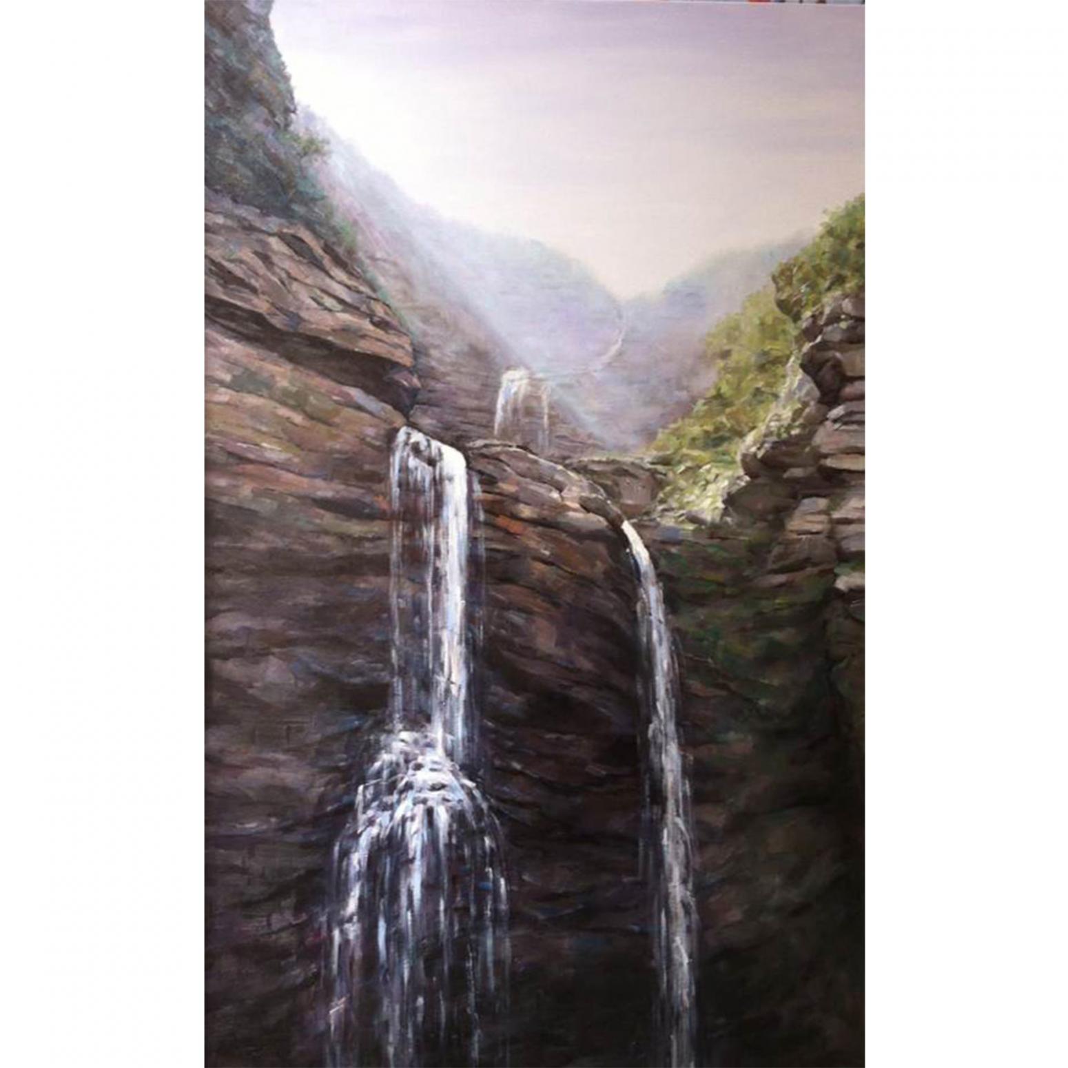凌振宁油画作品《【壁岩飞流】作者凌振宁》