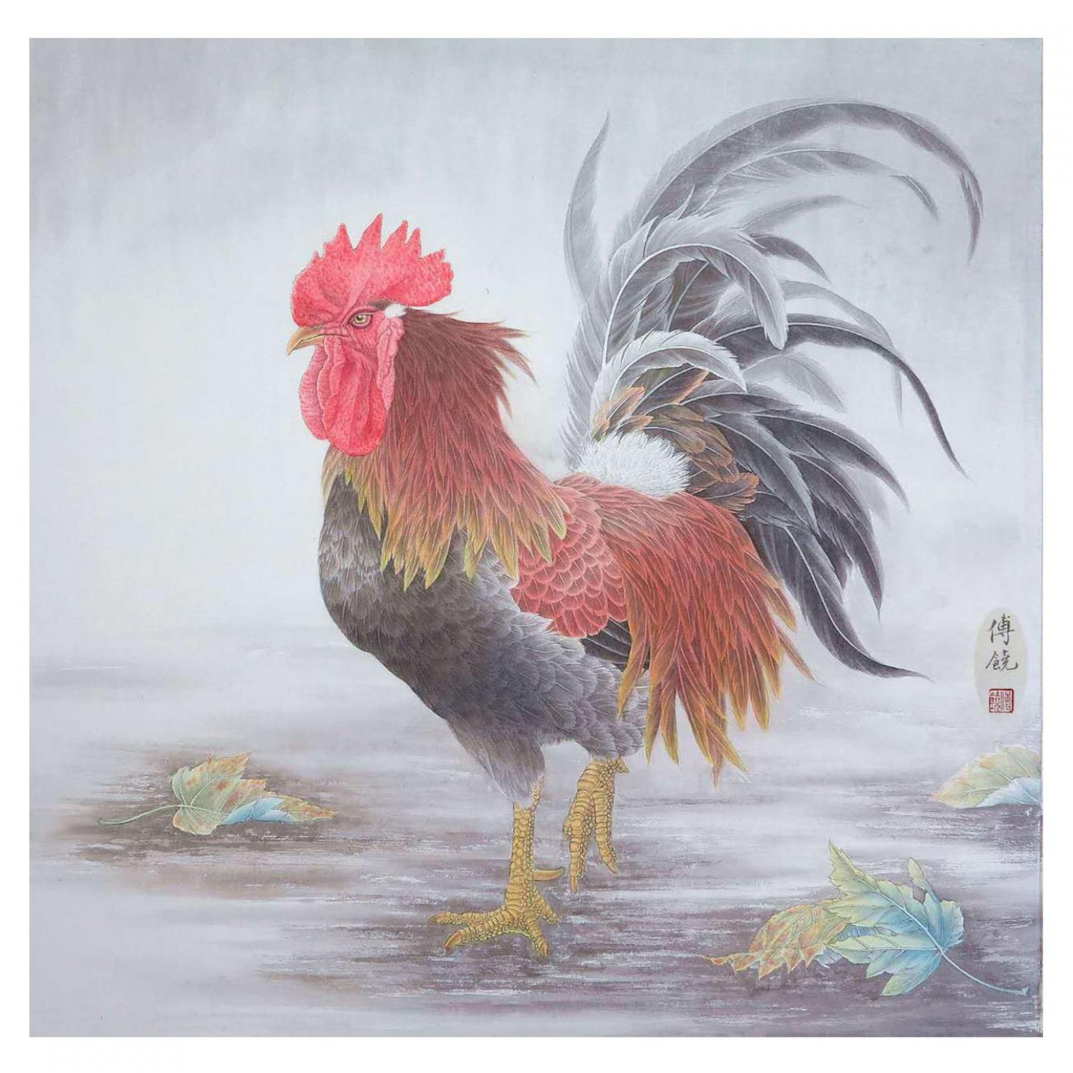 傅饶国画作品《【雄鸡图】作者傅饶》