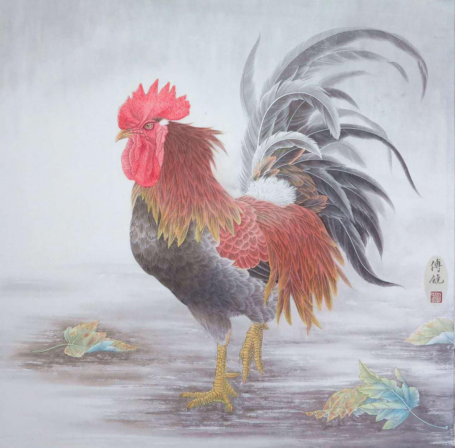 傅饶国画作品《【雄鸡图】作者傅饶》【图0】