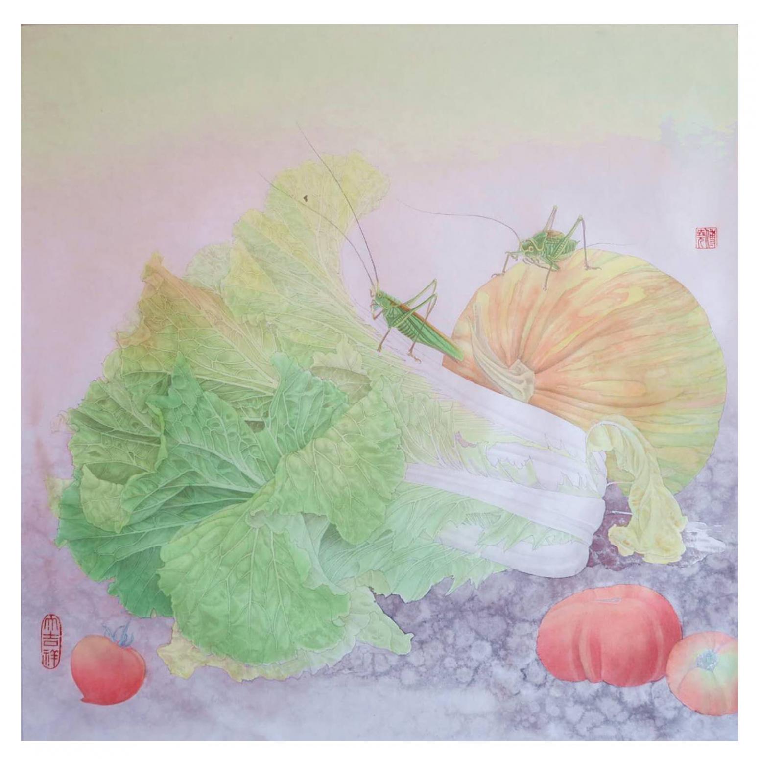 傅饶国画作品《【蔬果图】作者傅饶》