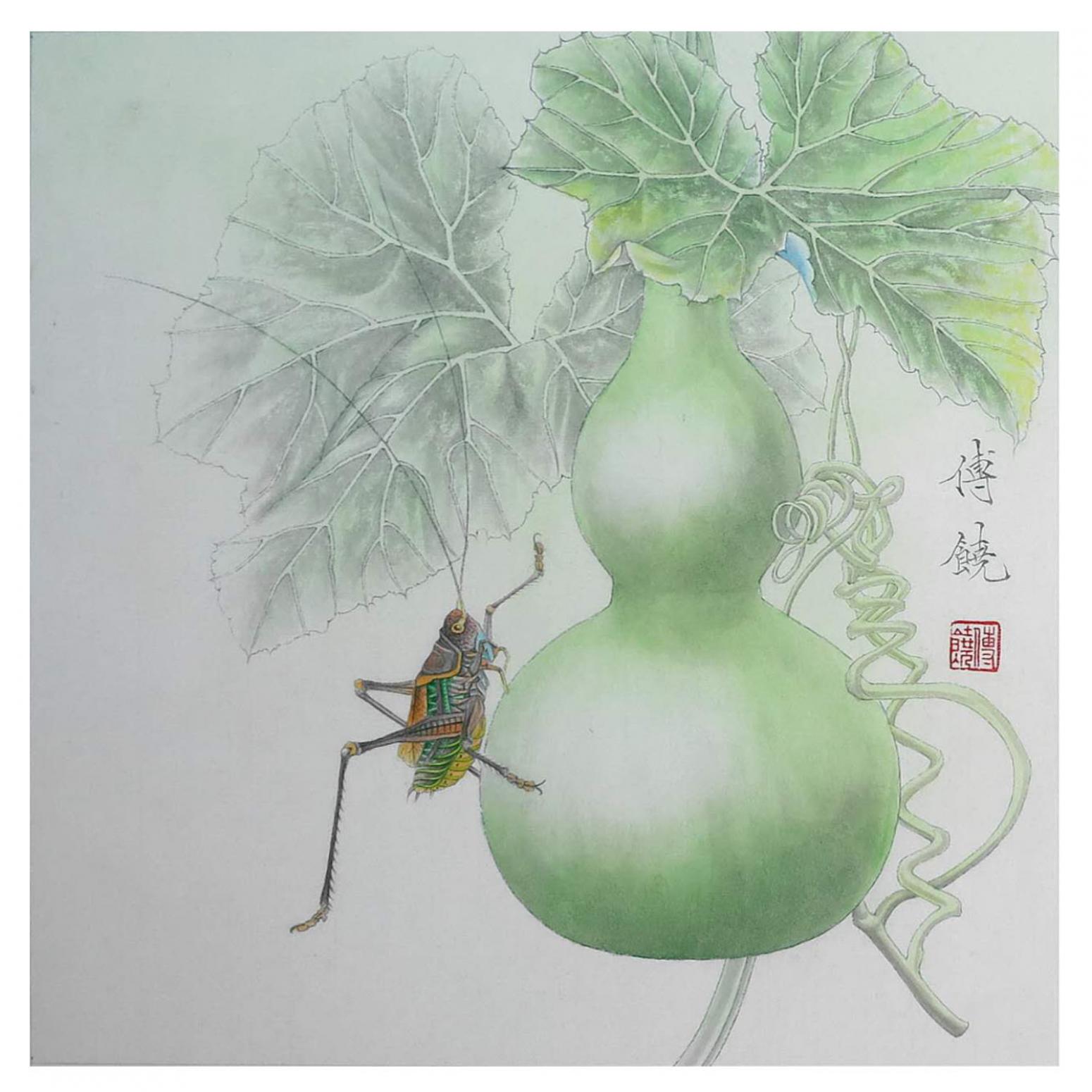 傅饶国画作品《【绿藤】作者傅饶》