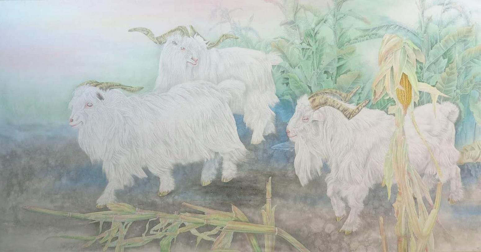 傅饶国画作品《【三阳开泰】作者傅饶》【图0】