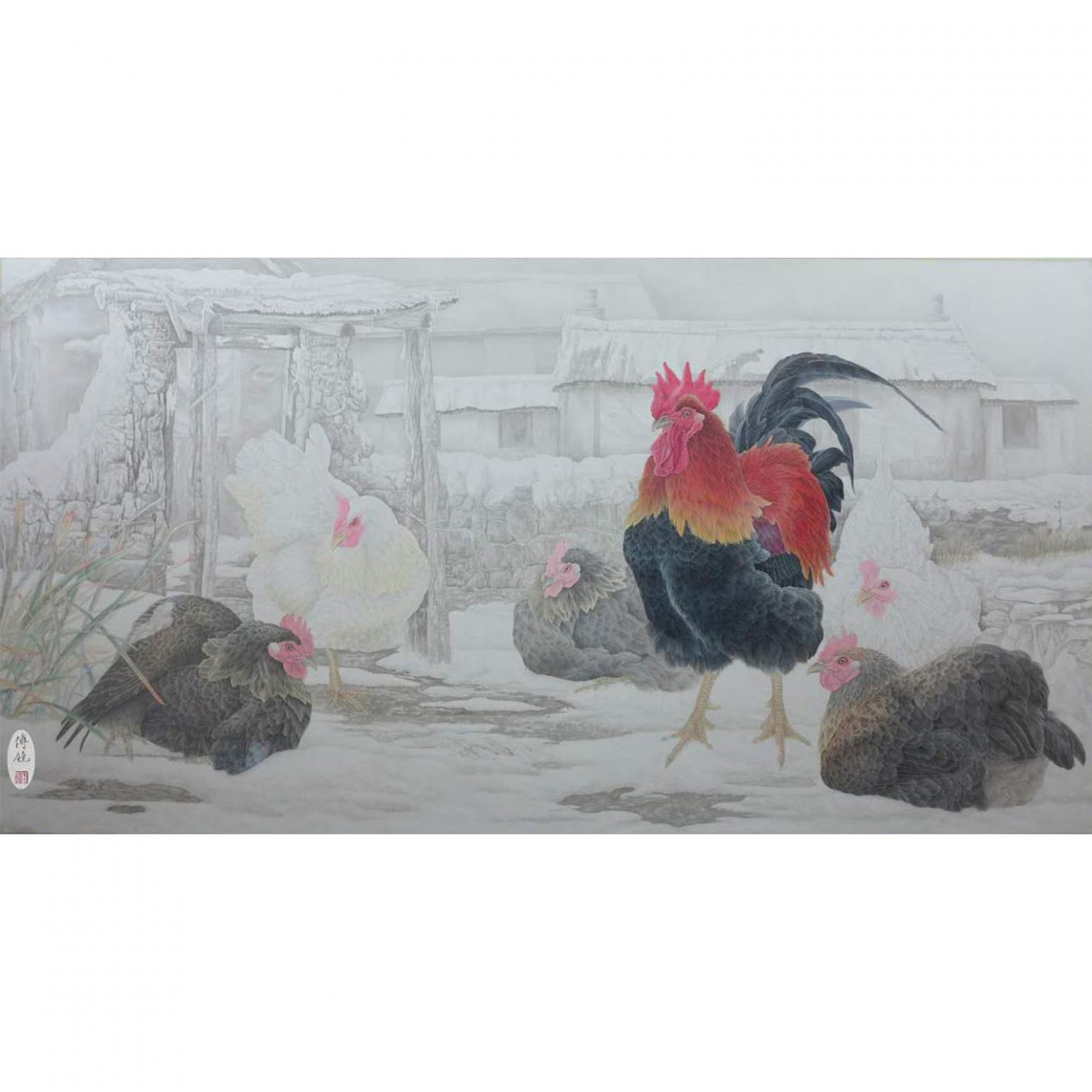 傅饶国画作品《【英姿飒爽】作者傅饶》