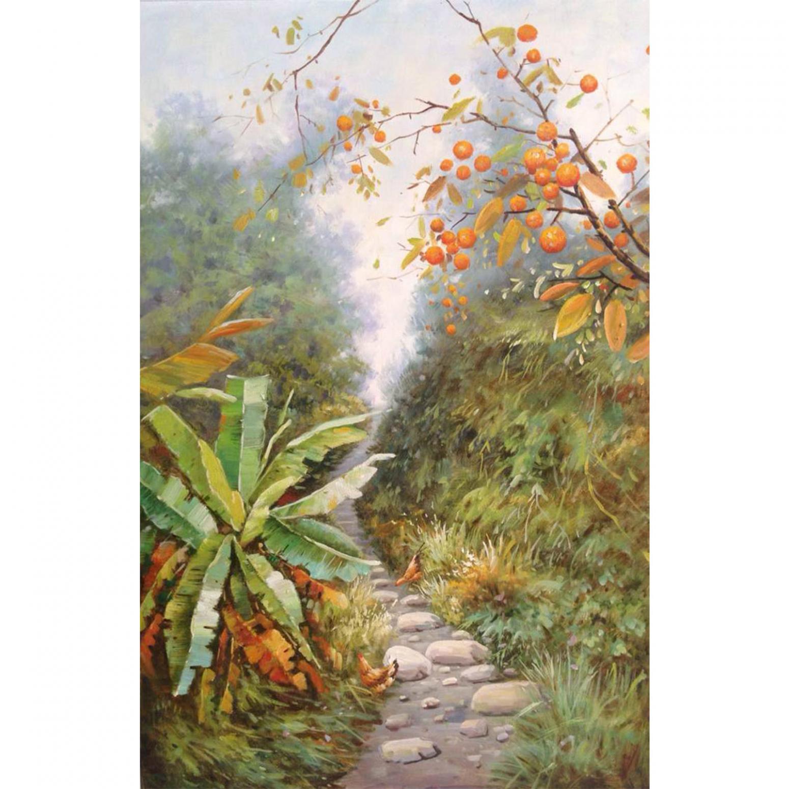 莫明标油画作品《【幽然小径】作者莫明标 临摹》