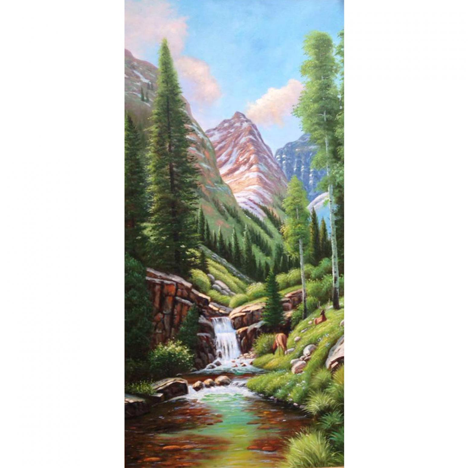 莫明标油画作品《【绿水青山】作者莫明标 临摹》