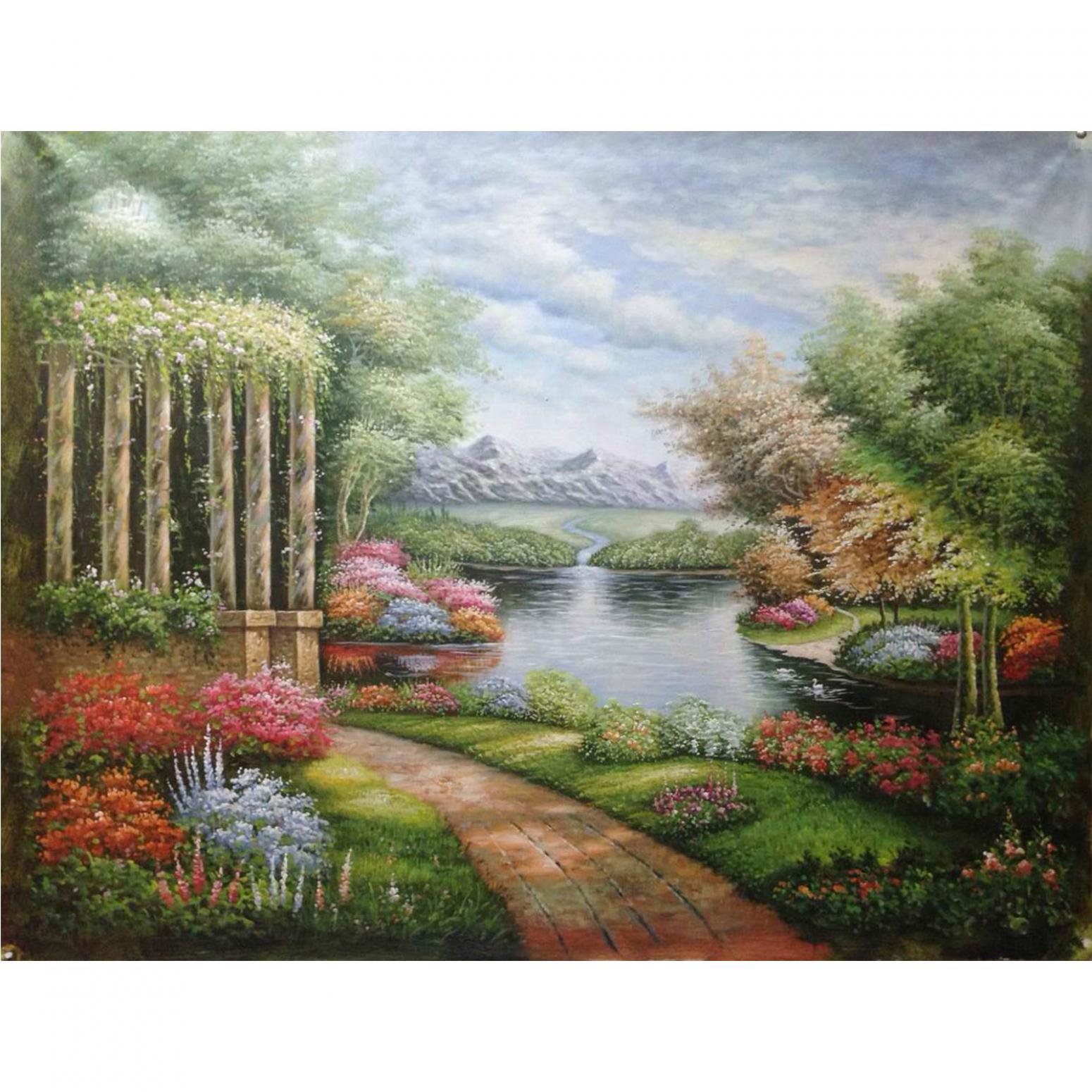 莫明标油画作品《【花园一角】作者莫明标 临摹》