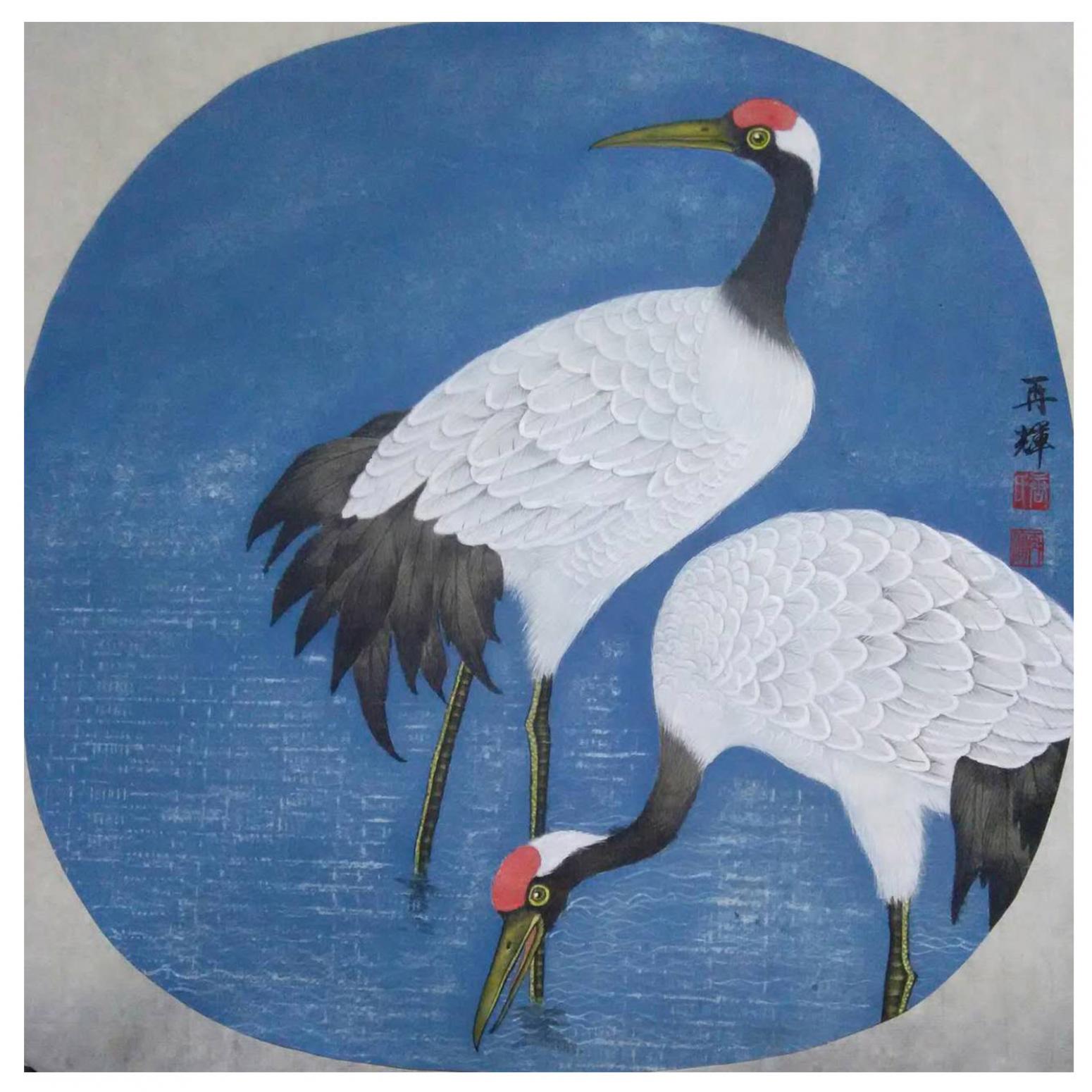 唐再辉国画作品《【仙鹤】作者唐再辉》