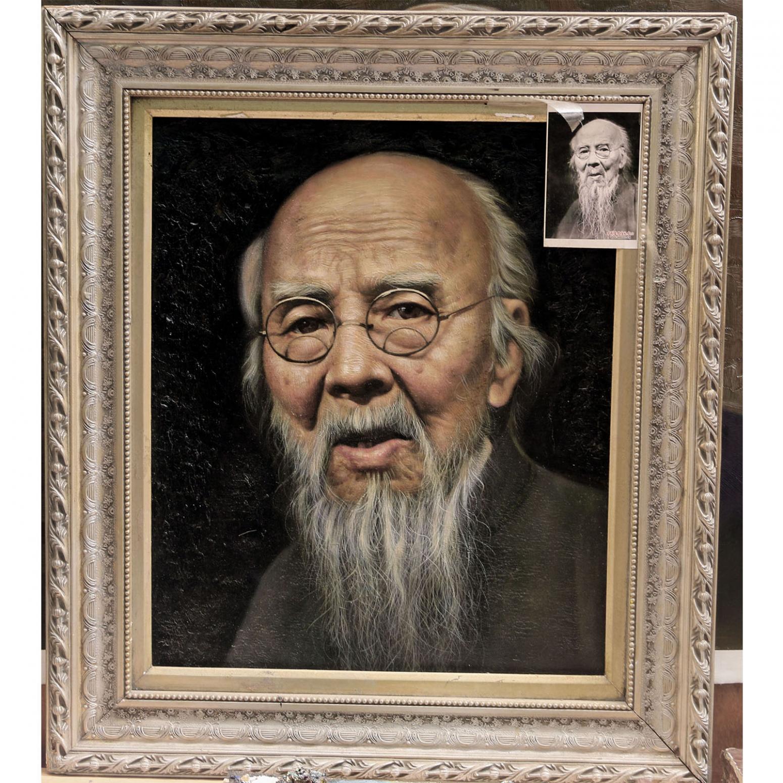 张大胜油画作品《【齐白石】作者张大胜》