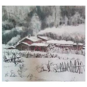 艺术品图片：艺术家许金玉国画作品名称《【雪村一景】作者许金玉》价格1392.00 元