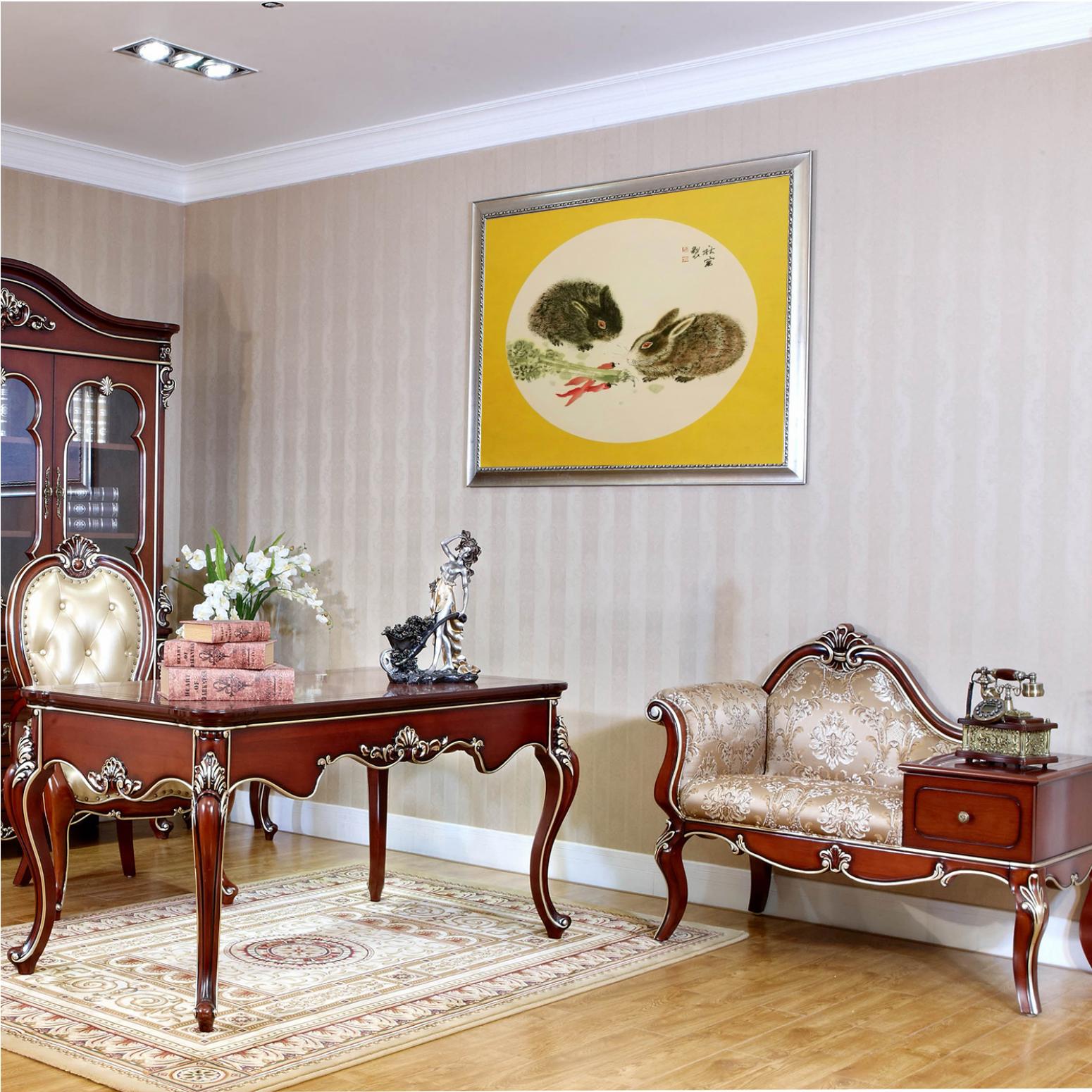 陈秋宏国画作品《【双兔同食】作者陈秋宏》【图3】