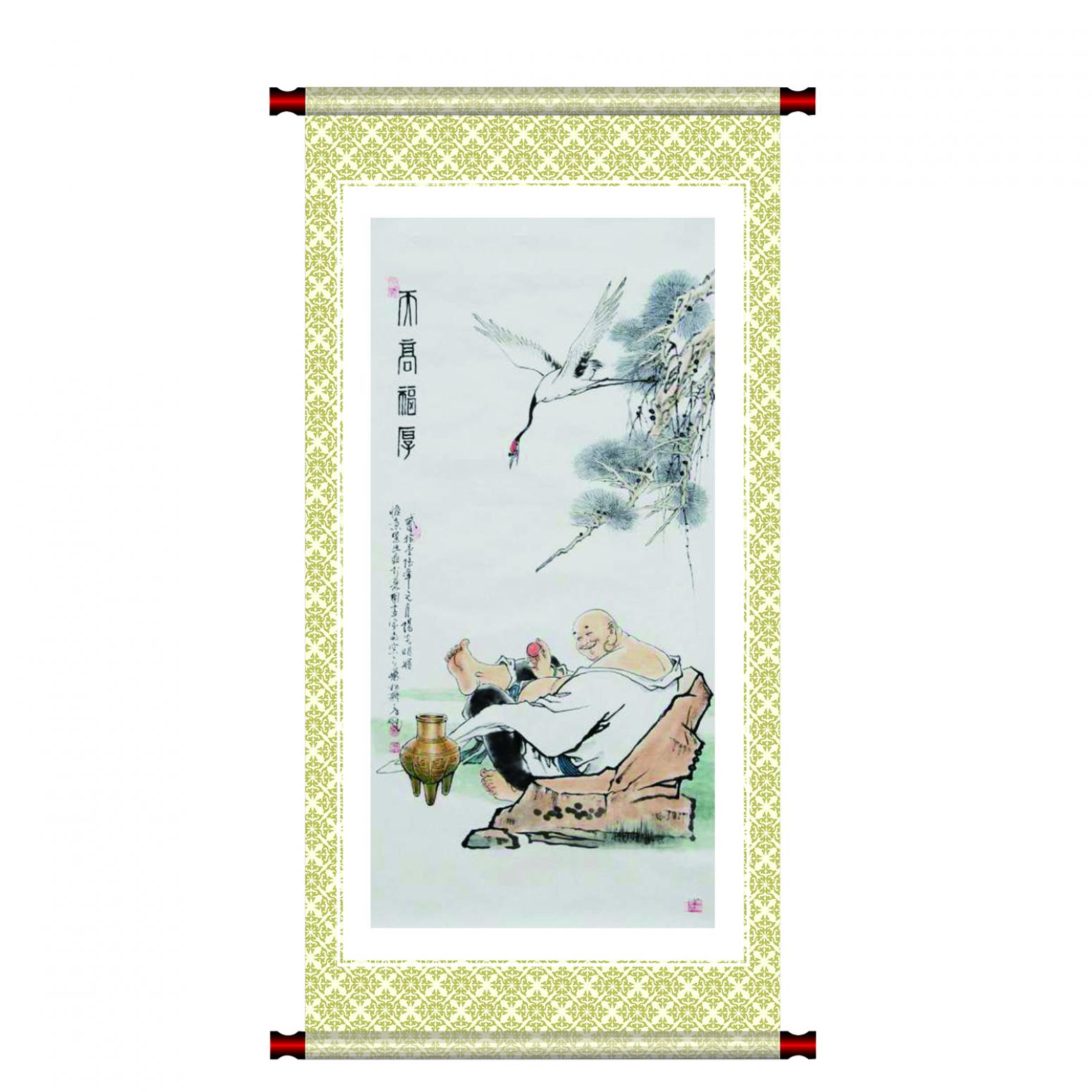 窦世魁国画作品《人物画-高福厚德》【图1】