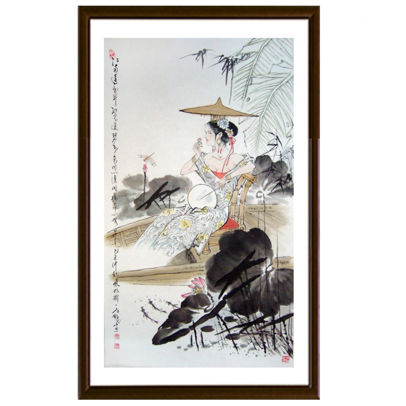 窦世魁国画作品《人物画-卧莲》【图2】