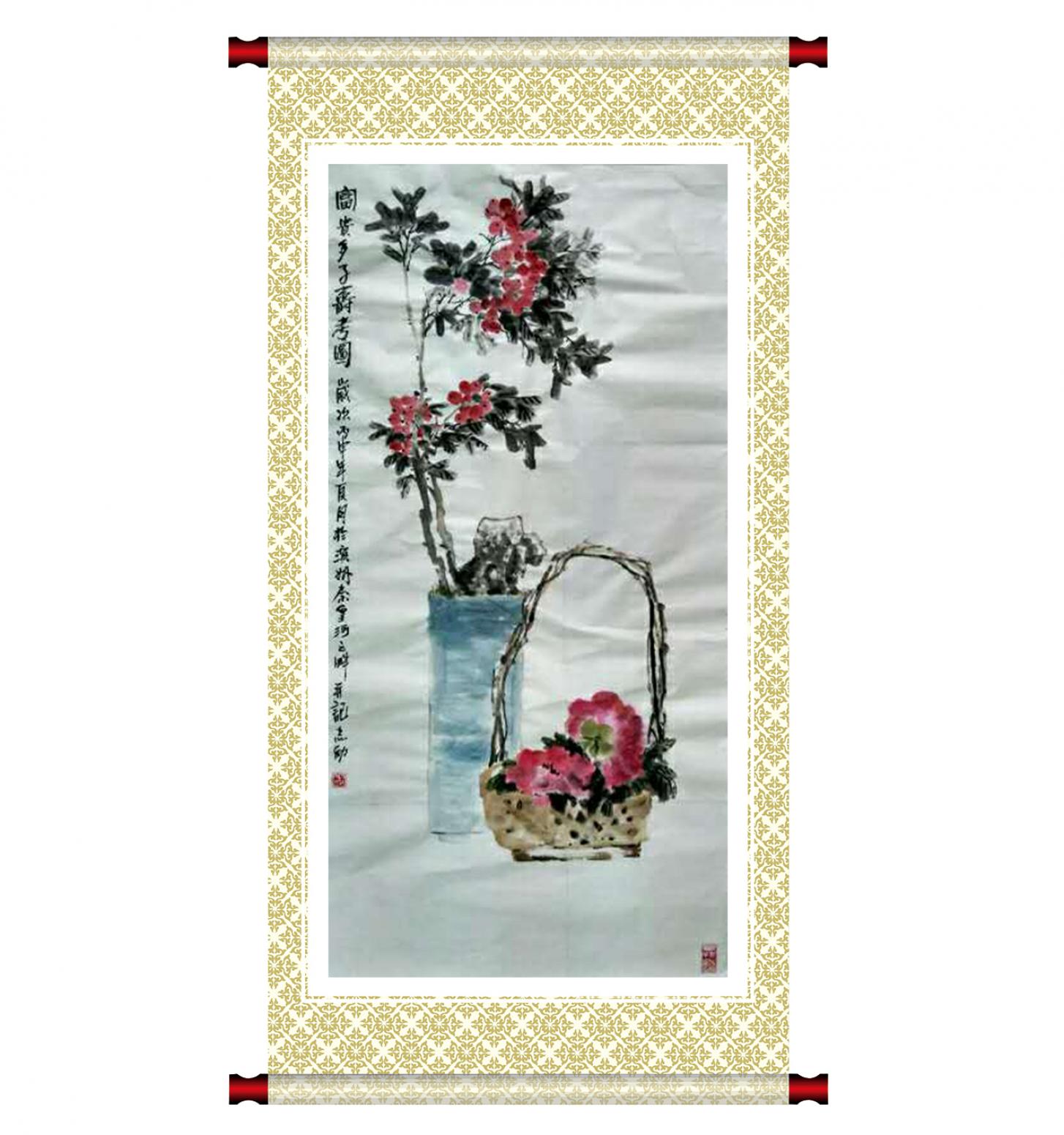 何志勇国画作品《【富贵多子寿图】作者何志勇》【图1】