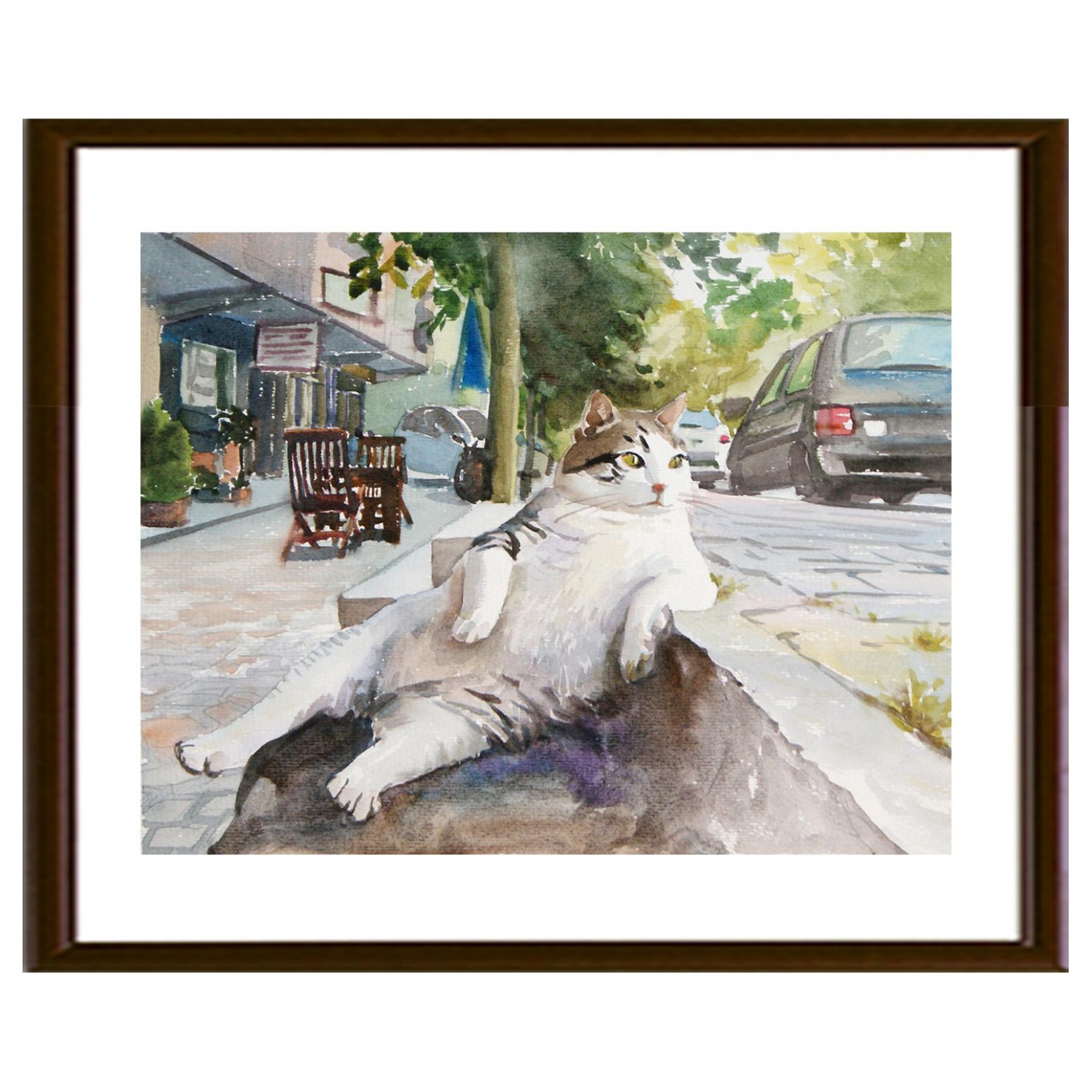 杨阳油画作品《【路边小憩得喵星】作者杨阳》【图1】