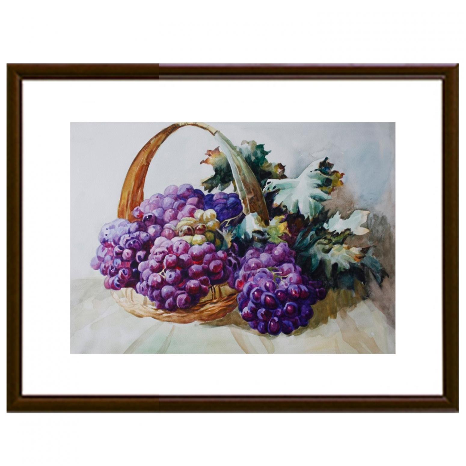 孙威国画作品《【一筐葡萄】作者孙威》【图1】