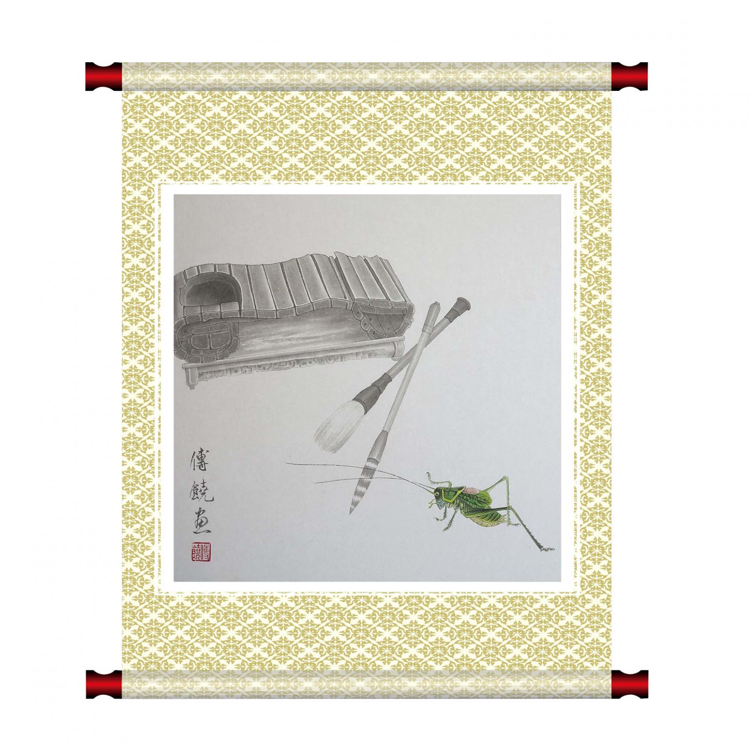 傅饶国画作品《【蝈蝈】作者傅饶》【图1】