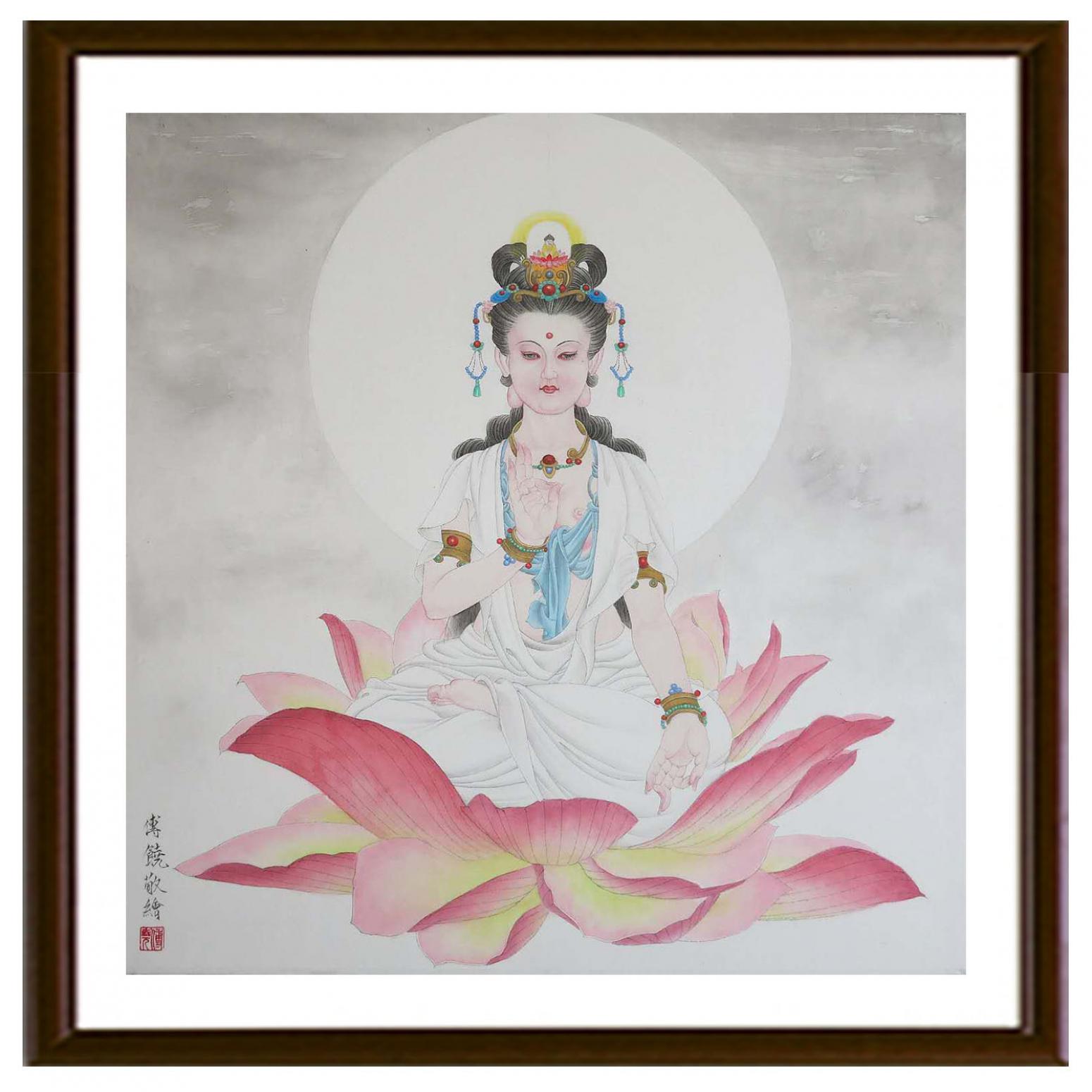 傅饶国画作品《【观音坐莲】作者傅饶》【图2】