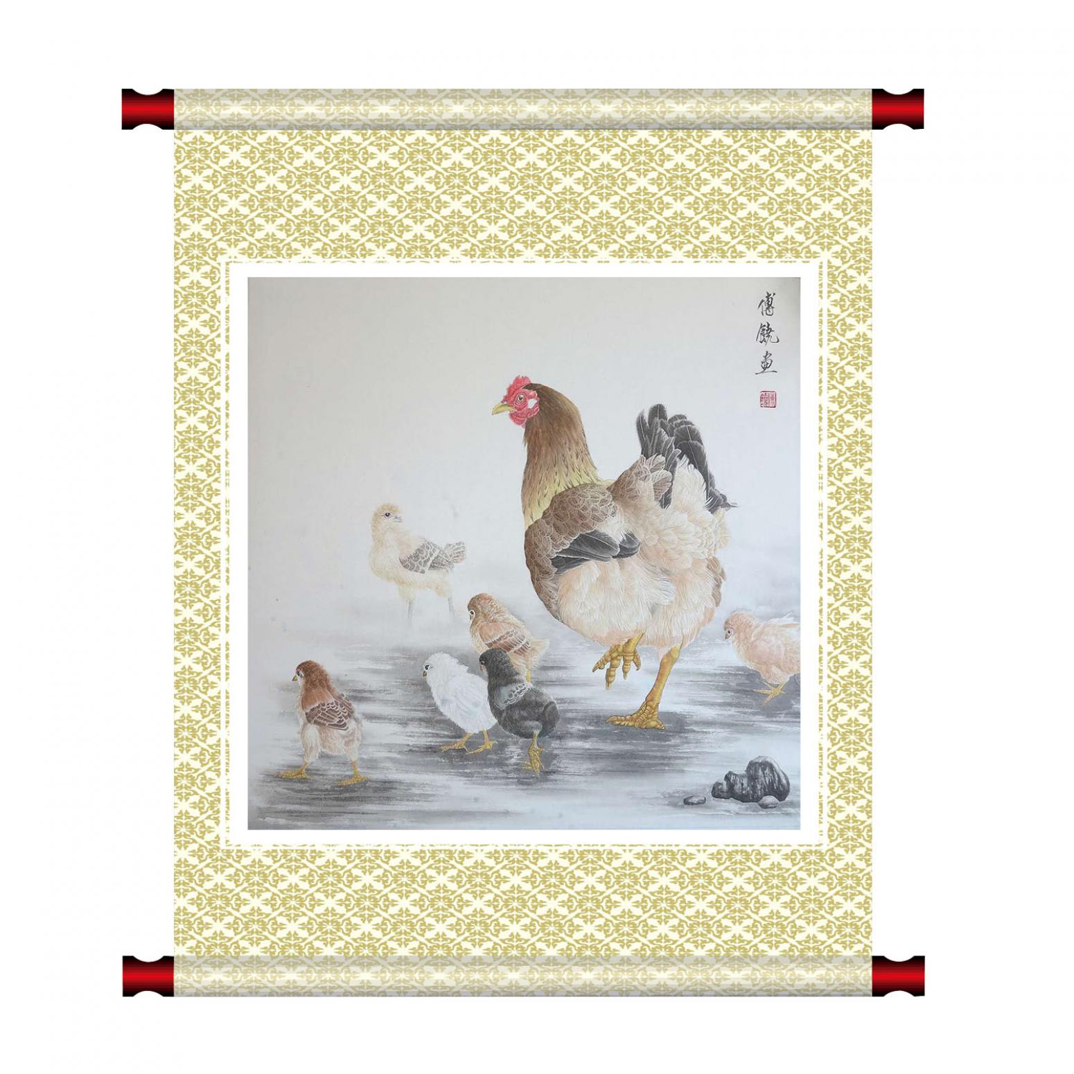 傅饶国画作品《【合家欢】作者傅饶》【图1】