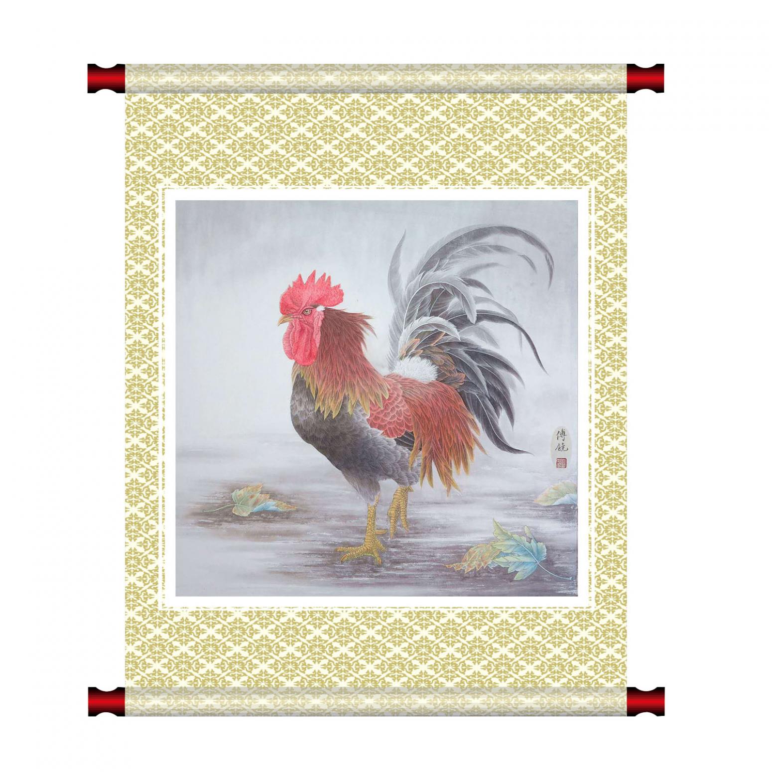 傅饶国画作品《【雄鸡图】作者傅饶》【图1】